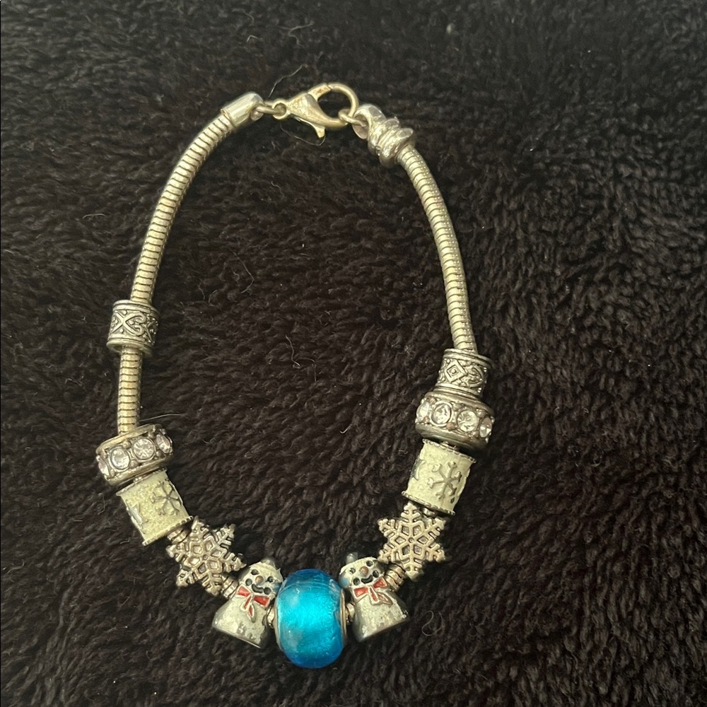 Silver and Blue Charm Bracelet